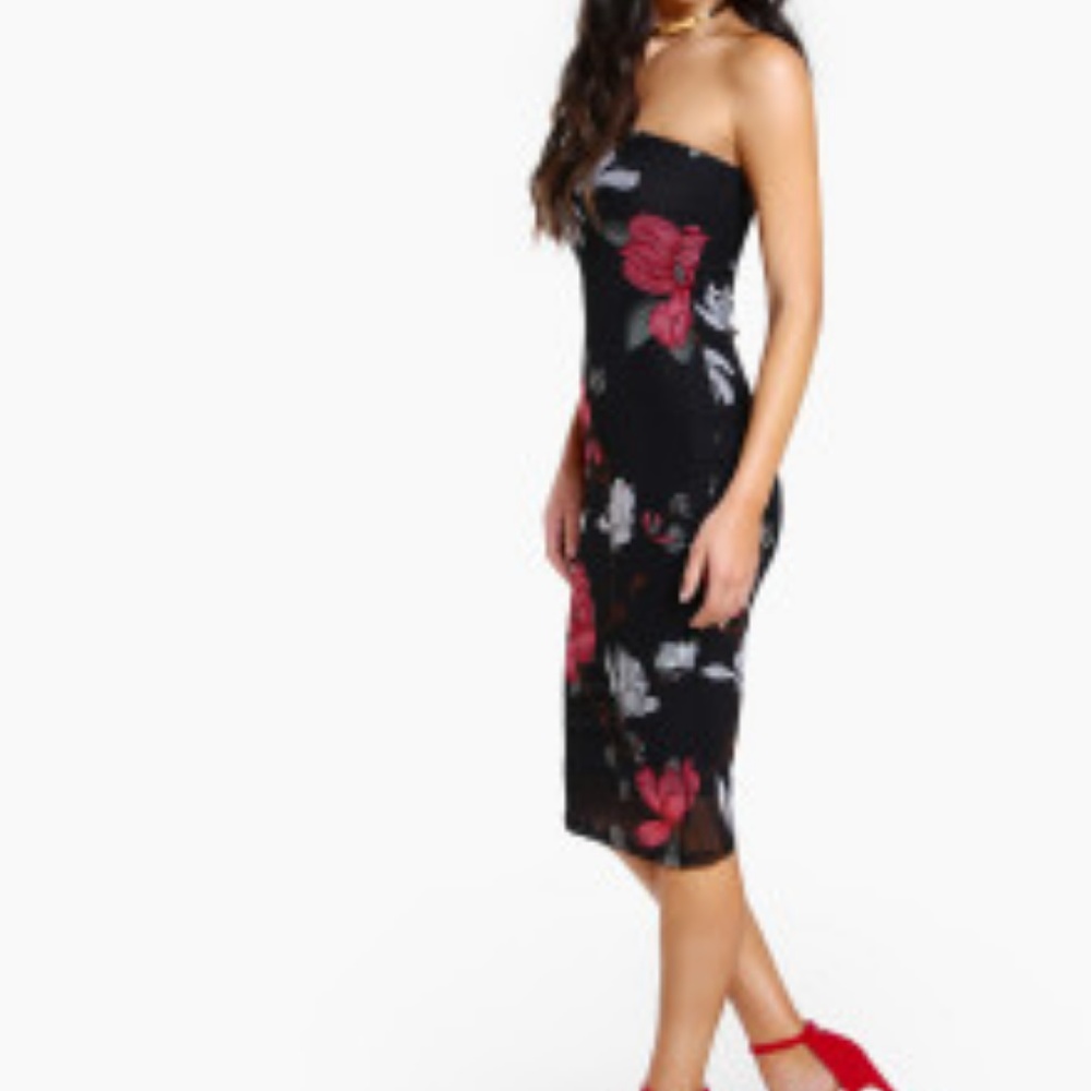 Strapless floral fitted dress sz small - Picture 3 of 7